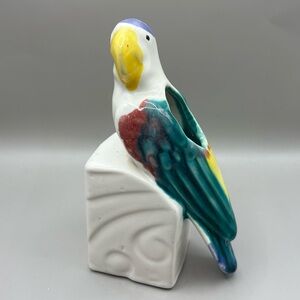 Pottery Planter With Parrot Bird 6.5”